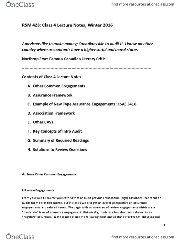 RSM423H1 Lecture Notes - Lecture 4: Northrop Frye, Analytical Review, Financial Statement thumbnail