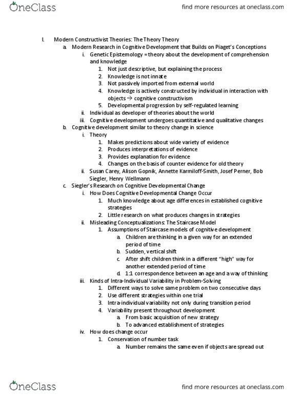 PSY BEH 101D Lecture Notes - Lecture 16: Alison Gopnik, Susan Carey, Cognitive Development thumbnail
