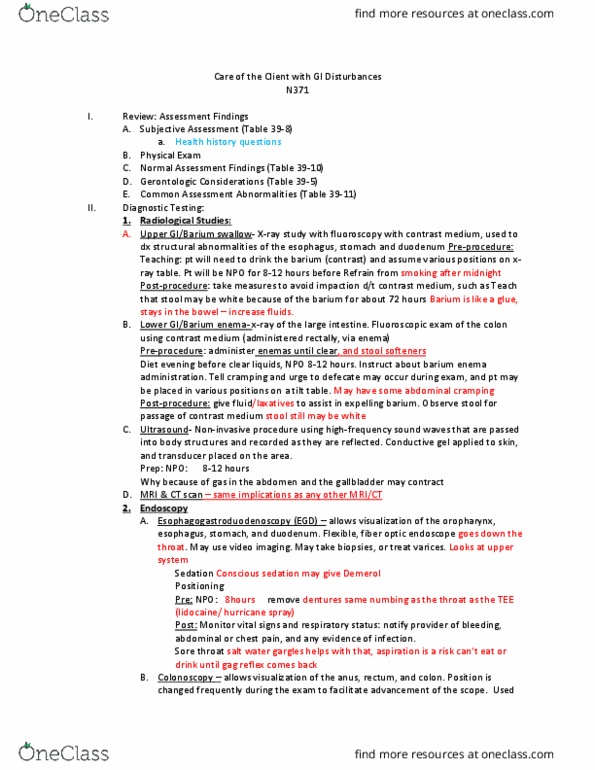 NURS 371 Lecture Notes - Lecture 9: Lower Gastrointestinal Series, Common Bile Duct, Inflammatory Bowel Disease thumbnail