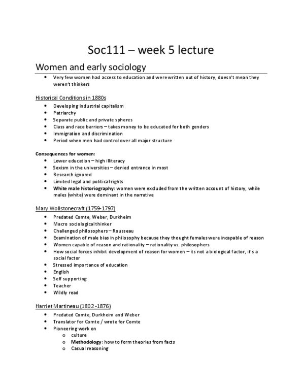 SOC 111 Lecture Notes - Lecture 5: Canadian Medical Association, Thiamine, Disfranchisement thumbnail