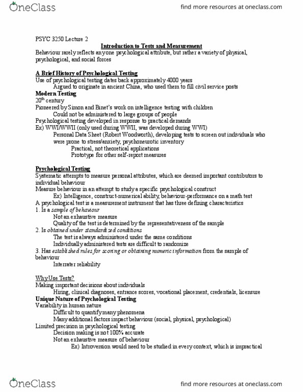 PSYC 3250 Lecture Notes - Lecture 2: Job Performance, Temne Language, Personnel Selection thumbnail