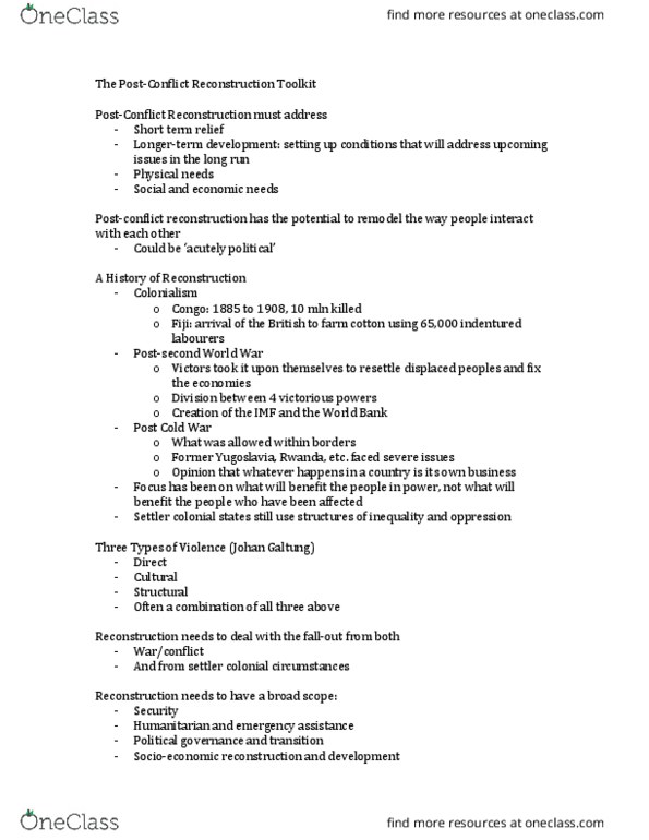 Transitional Justice 2001F/G Lecture Notes - Lecture 2: Johan Galtung, Liberal Democracy, International Criminal Court thumbnail