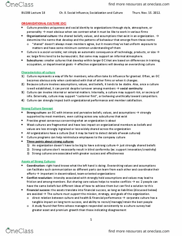 BU288 Lecture Notes - Lecture 7: Interpersonal Relationship, Reward System, Absenteeism thumbnail