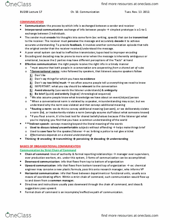 BU288 Lecture Notes - Lecture 4: Whiteboard, Chamorro Time Zone, Body Language thumbnail