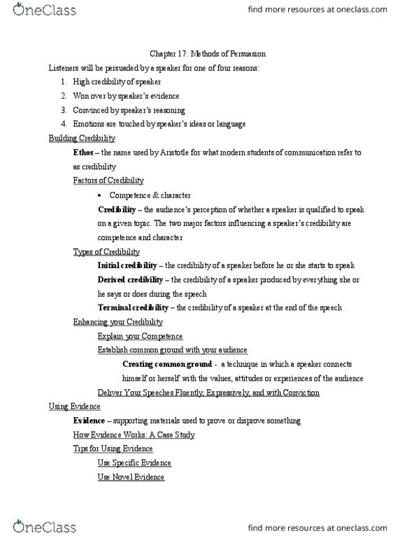 COMM-2500 Chapter Notes - Chapter 17: Ad Hominem, Ion, Pathos thumbnail