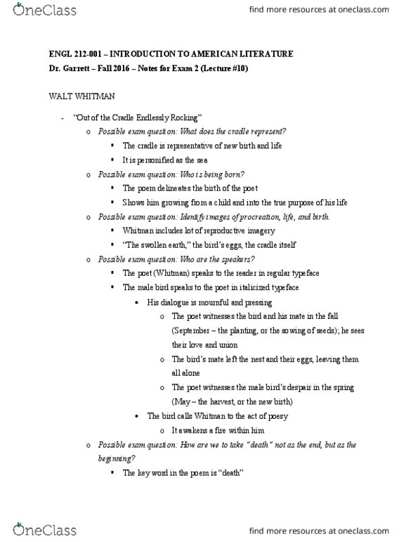 ENGL 212 Lecture Notes - Lecture 10: Emily Dickinson, Circular Reasoning thumbnail