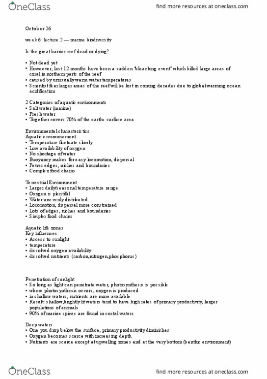 ES101 Lecture Notes - Lecture 15: Ocean Acidification, Buoyancy, Primary Production thumbnail