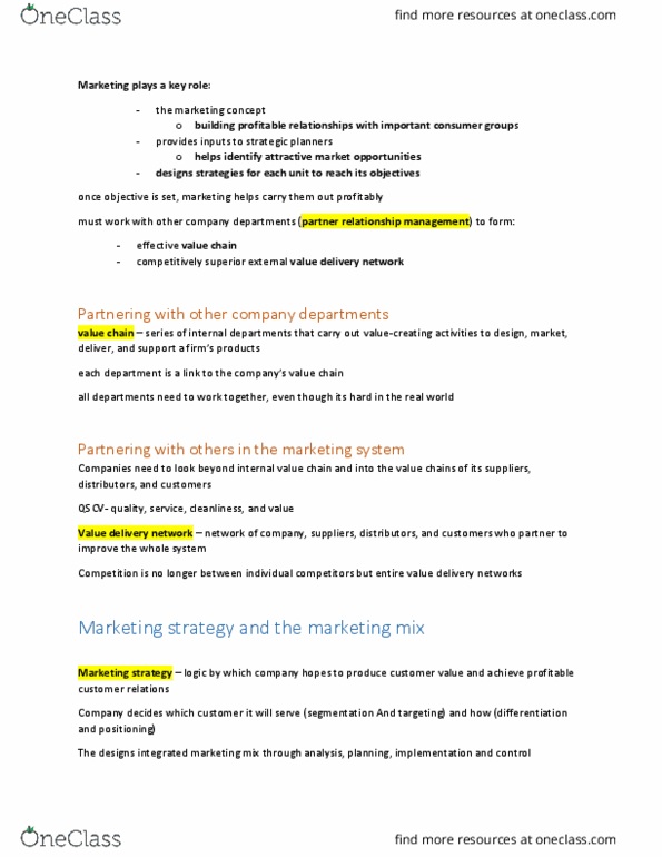 mkt100 Chapter Notes - Chapter 2: List Price, Swot Analysis, Marketing Mix thumbnail