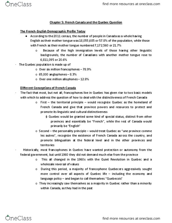 POLS 1400 Chapter Notes - Chapter 5 & 7: Indian Act, Jean Charest, Backtracking thumbnail