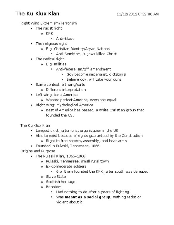 History 2301E Lecture Notes - Cross Burning, Cointelpro, Scopes Trial thumbnail