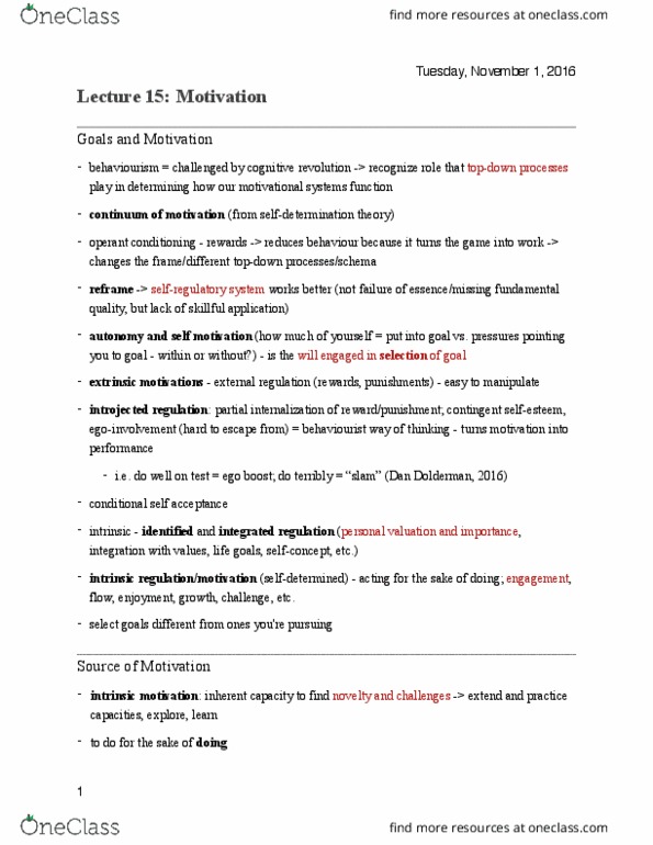 PSY100H1 Lecture Notes - Lecture 15: Motivation, Missing Fundamental, Mindset thumbnail