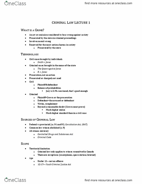 Law 2101 Lecture Notes - Lecture 7: Major Crimes, Actus Reus, Extortion thumbnail