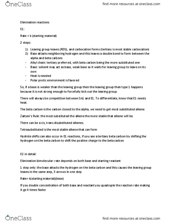 CHM 2120 Lecture Notes - Lecture 14: Elimination Reaction, Cyclohexane Conformation, Nucleophile thumbnail