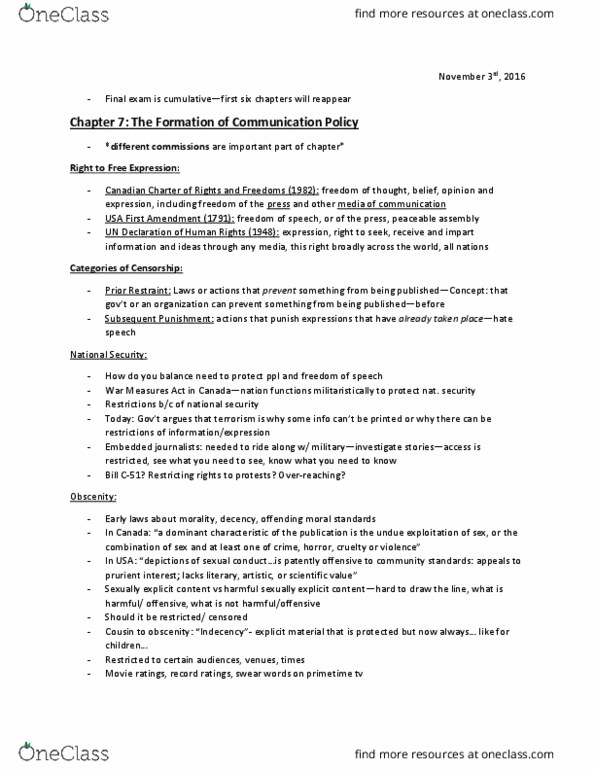 CMST 1A03 Lecture Notes - Lecture 15: Gout, Dominick Fernow, War Measures Act thumbnail