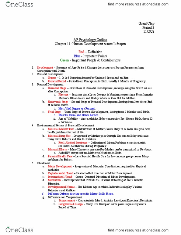 PS101 Lecture Notes - Lecture 11: John Bowlby, Lev Vygotsky, Malnutrition thumbnail