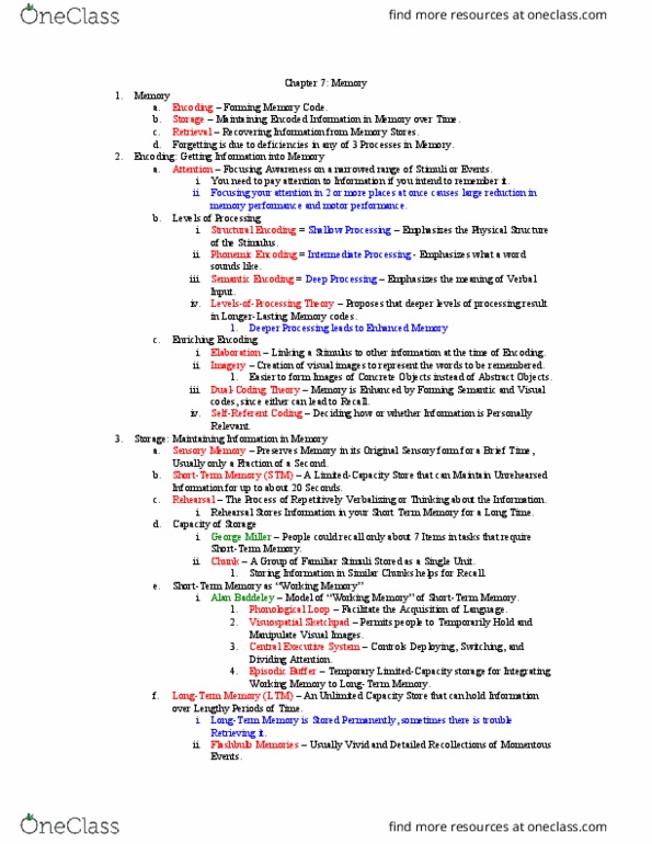 PS101 Lecture Notes - Lecture 7: Ibuprofen, Endel Tulving, Soltyrei thumbnail