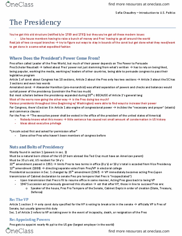 PSCI 2200 Lecture Notes - Lecture 4: Yaser Esam Hamdi, War Powers Resolution, Dick Cheney thumbnail