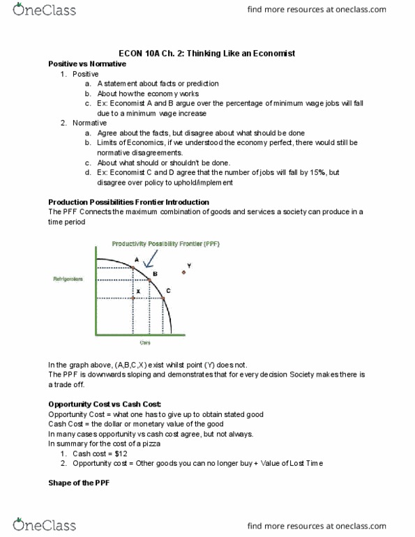ECON 10a Lecture Notes - Lecture 2: Opportunity Cost thumbnail
