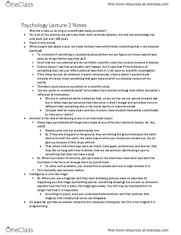 PSYA01H3 Lecture Notes - Lecture 2: James Mill, Parietal Lobe, Predicable thumbnail