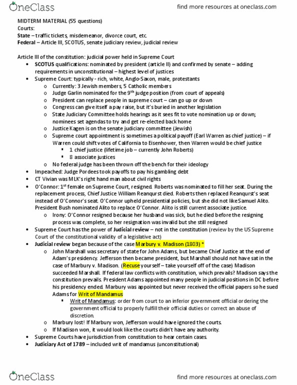 POLS 1101 Lecture 1: Class notes for midterm thumbnail