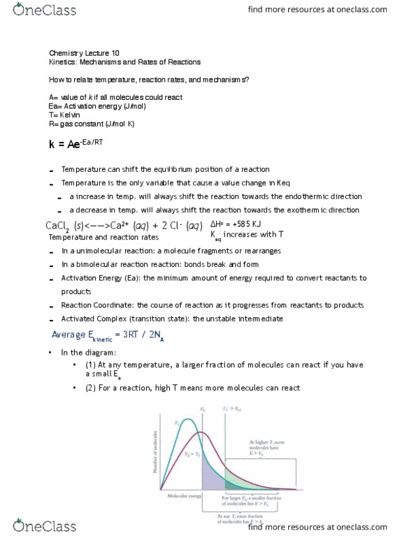 CHM 1311 Lecture Notes - Lecture 10: Jmol, Activation Energy, Gas Constant thumbnail