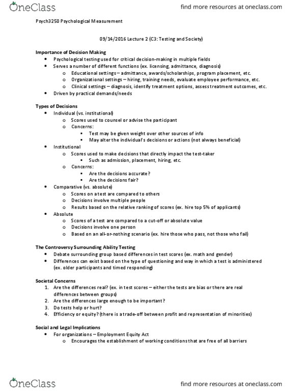 PSYC 3250 Lecture Notes - Lecture 2: Protected Group, Informed Consent, Visible Minority thumbnail