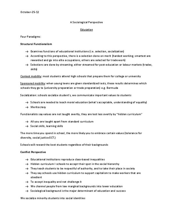SOCIOL 1A06 Lecture Notes - Meritocracy, Social Skills, Theory Of Multiple Intelligences thumbnail