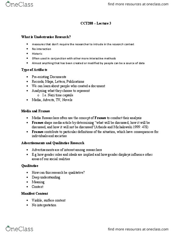CCT208H5 Lecture Notes - Lecture 3: Time Capsule, Literature Review, Research Question thumbnail