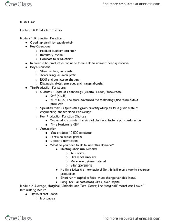 MGMT 4A Lecture Notes - Lecture 10: Opportunity Cost, Fixed-Rate Mortgage, Credit Union thumbnail