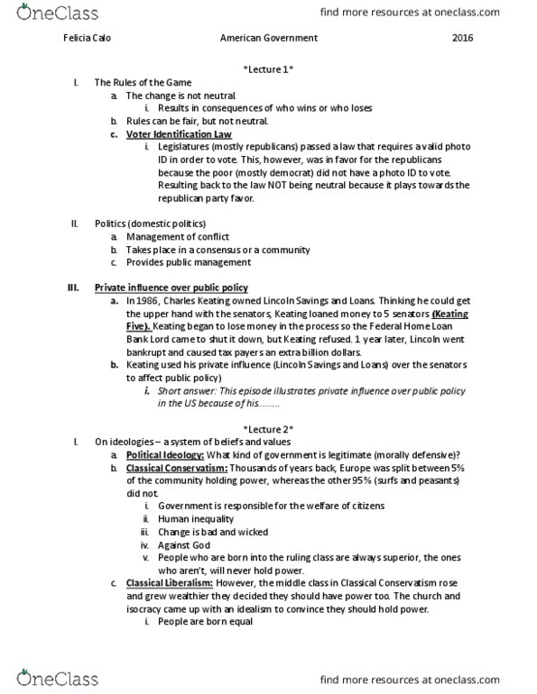 GOV 310L Lecture Notes - Lecture 2: Federal Home Loan Banks, Party Favor, Public Administration thumbnail