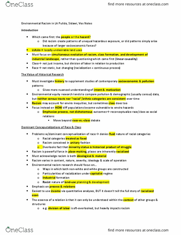 SSCI 165Lgw Chapter Notes - Chapter LA Environmental Racism Torance & East LA/Vernon: Dow Chemical Company, Deindustrialization, If And Only If thumbnail