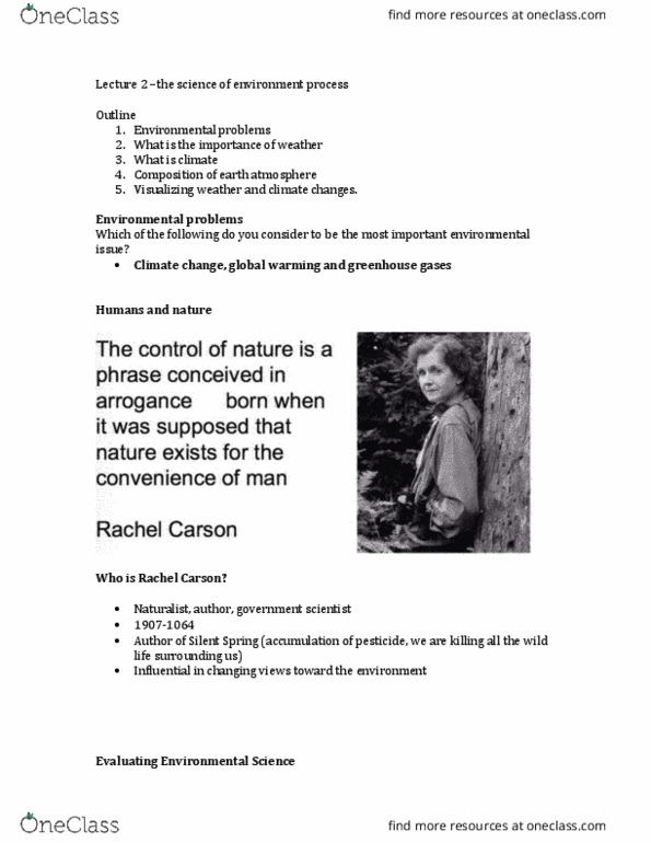ENVIRSC 1A03 Lecture Notes - Lecture 2: Rachel Carson, Surface 2, Surface 3 thumbnail