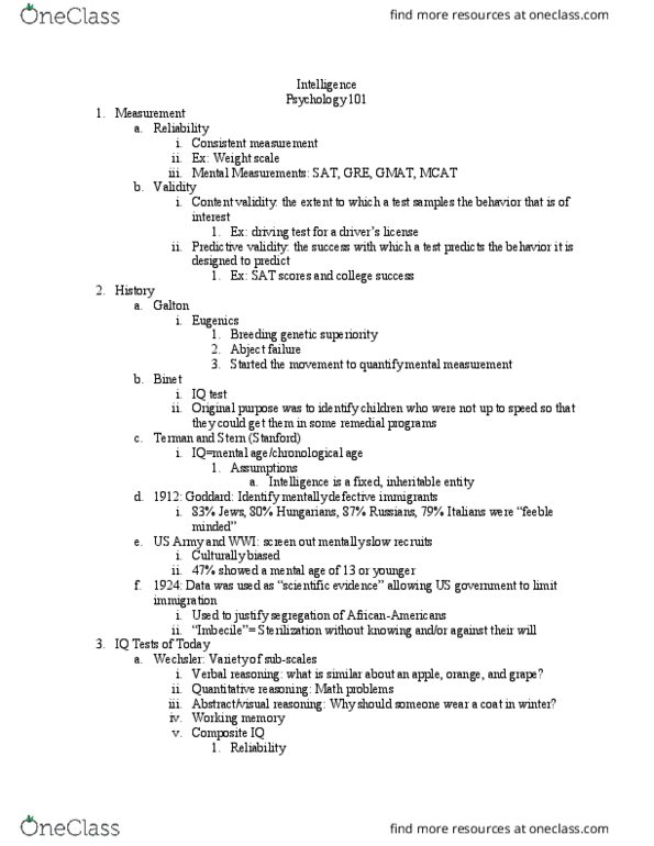 PSY 101 Lecture Notes - Lecture 12: Graduate Management Admission Test, Predictive Validity, Content Validity thumbnail