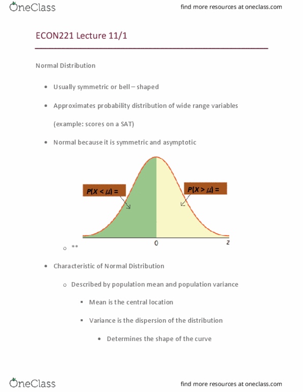 ECON 221 Lecture Notes - Lecture 11: Microsoft Powerpoint, Standard Deviation, Random Variable thumbnail