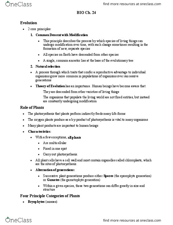 BIOL 101 Lecture Notes - Lecture 7: Natural Selection, Thigmotropism, Endosperm thumbnail