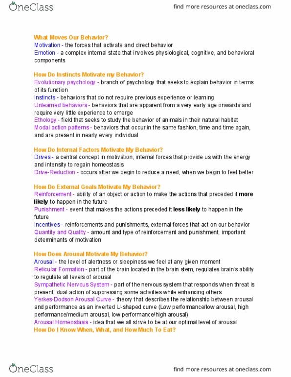 PSY B110 Chapter Notes - Chapter 6: Evolutionary Psychology, Ethology, Homeostasis thumbnail