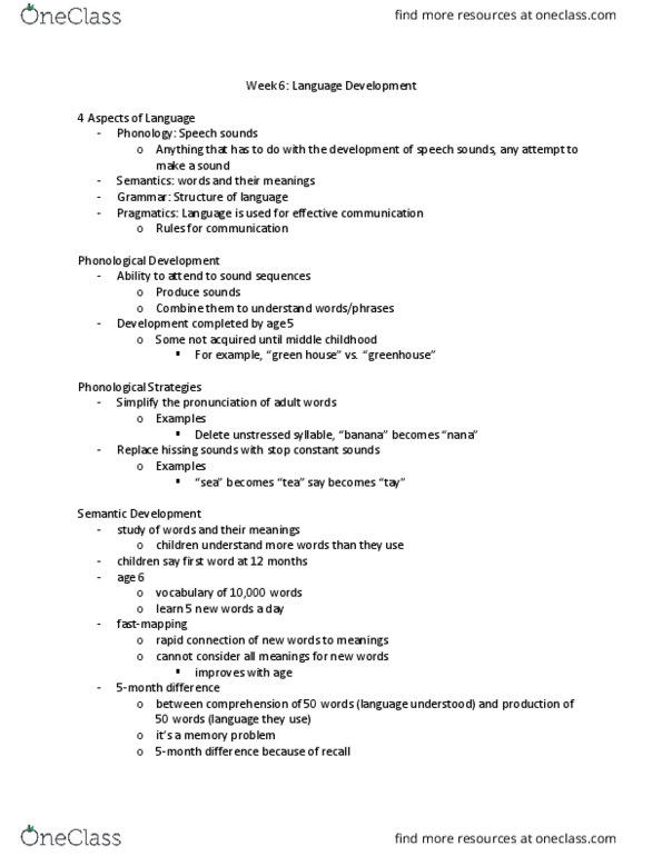 FRHD 2270 Lecture Notes - Lecture 6: Pragmatics, Communication Studies, Critical Period thumbnail