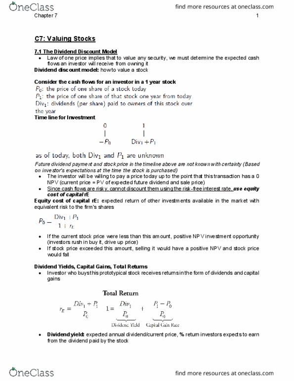 AFM273 Chapter 7: C7 Valuing Stocks thumbnail