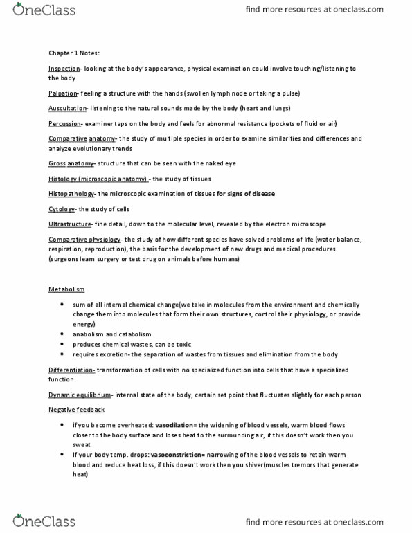 ANAT 9999 Lecture Notes - Lecture 1: Vasodilation, Vasoconstriction, Negative Feedback thumbnail