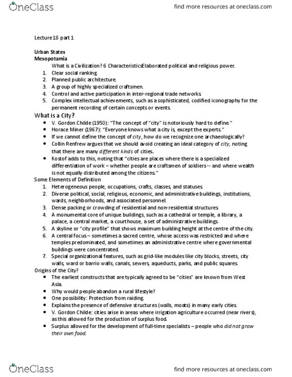 ARCH 100 Lecture Notes - Lecture 18: Fertile Crescent, Ubaid Period, Grave Goods thumbnail