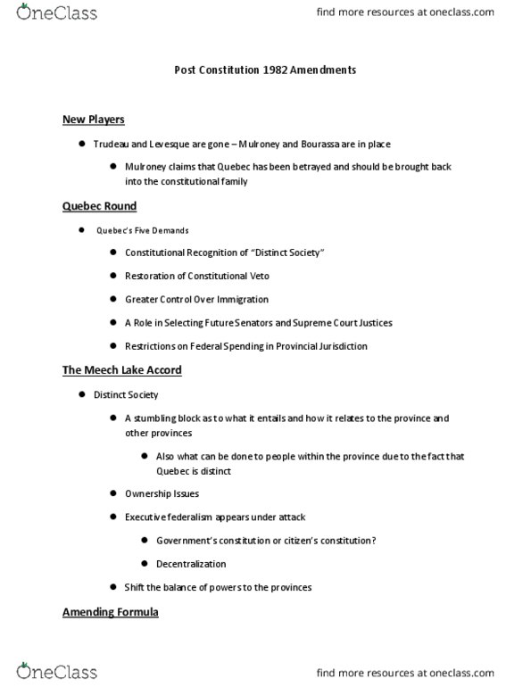 PLSC 2231 Lecture Notes - Lecture 7: Distinct Society, Canadian Identity, Unanimous Consent thumbnail