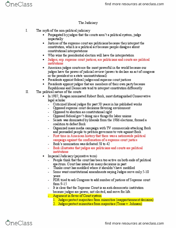 GOV 310L Lecture Notes - Lecture 14: Robert Bork, Russ Feingold, Boy Scout Handbook thumbnail