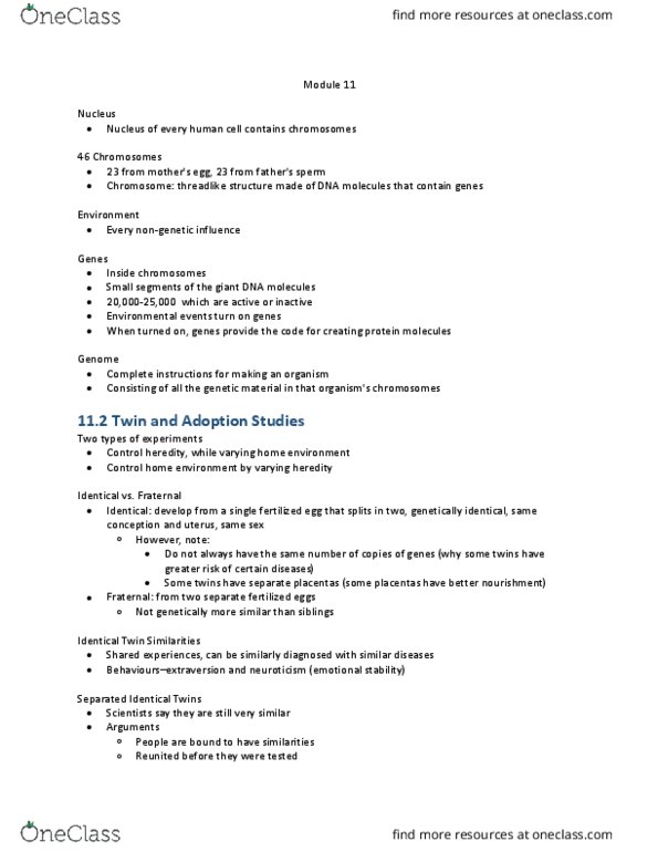 PSYC 1010 Chapter Notes - Chapter 11: Impulsivity, Molecular Genetics, Twin thumbnail