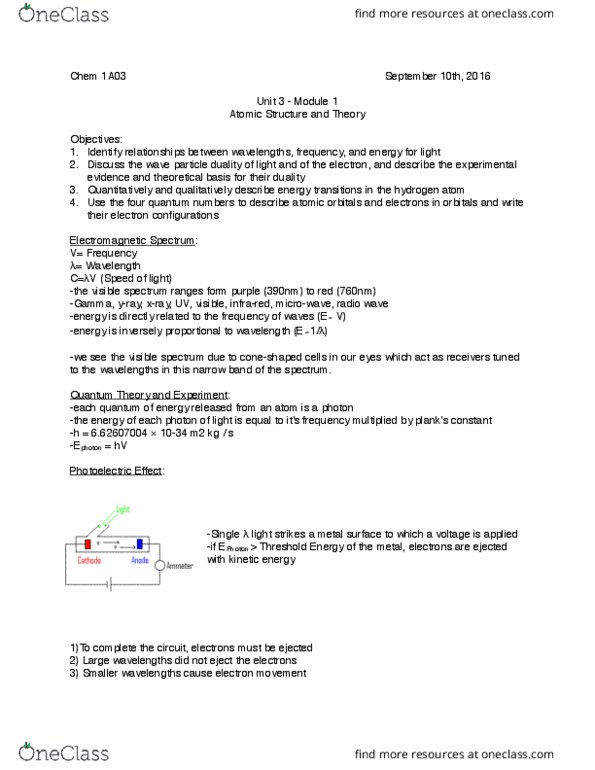 CHEM 1A03 Chapter 3: Chem 1A03 - Unit 3 Photoelectric Effect thumbnail