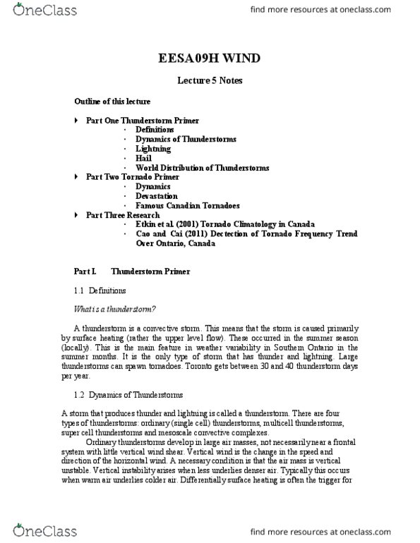 EESA09H3 Lecture Notes - Lecture 5: Mesoscale Convective Complex, Tornado Climatology, Heat Lightning thumbnail