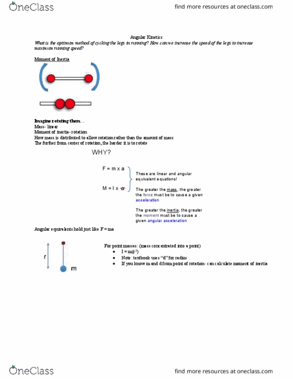 Kinesiology 3341A/B Lecture Notes - Lecture 7: Angular Acceleration, International System Of Units, Angular Displacement thumbnail