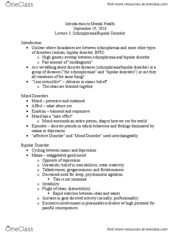 HLTHAGE 1CC3 Lecture Notes - Lecture 5: Mood Disorder, Induced Coma, Chlorpromazine thumbnail
