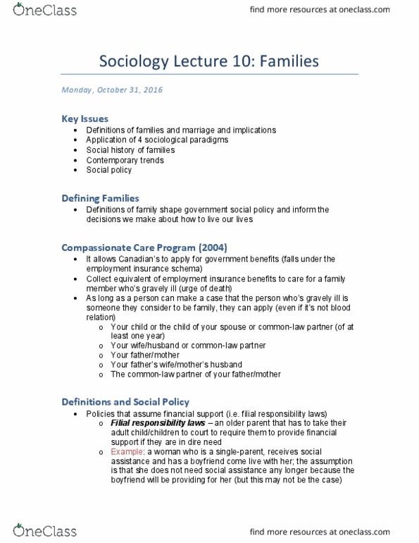 SOCIOL 1A06 Lecture Notes - Lecture 10: Sociological Theory, Unemployment Benefits, Social History thumbnail