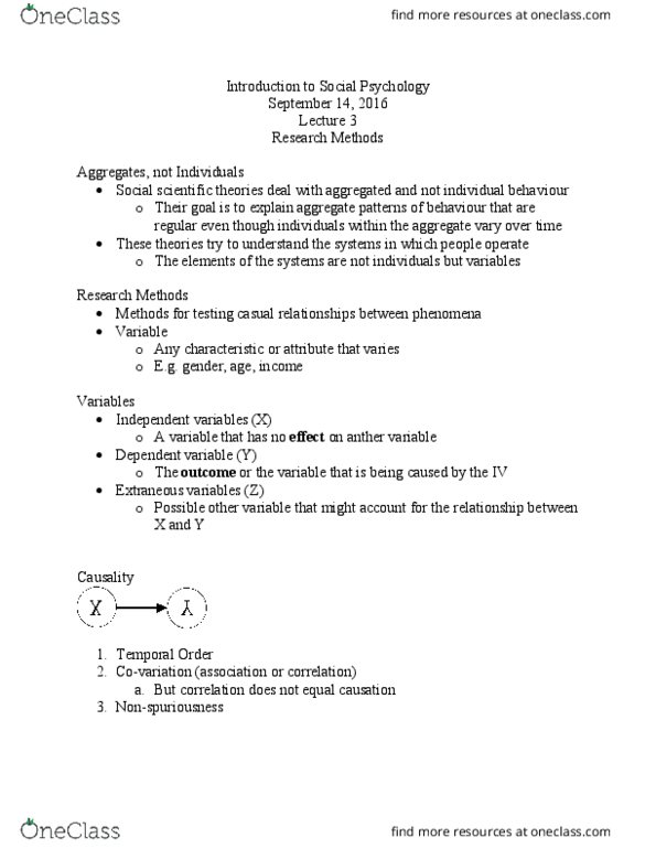 SOCPSY 1Z03 Lecture Notes - Lecture 3: Dependent And Independent Variables, Stamen, Random Assignment thumbnail