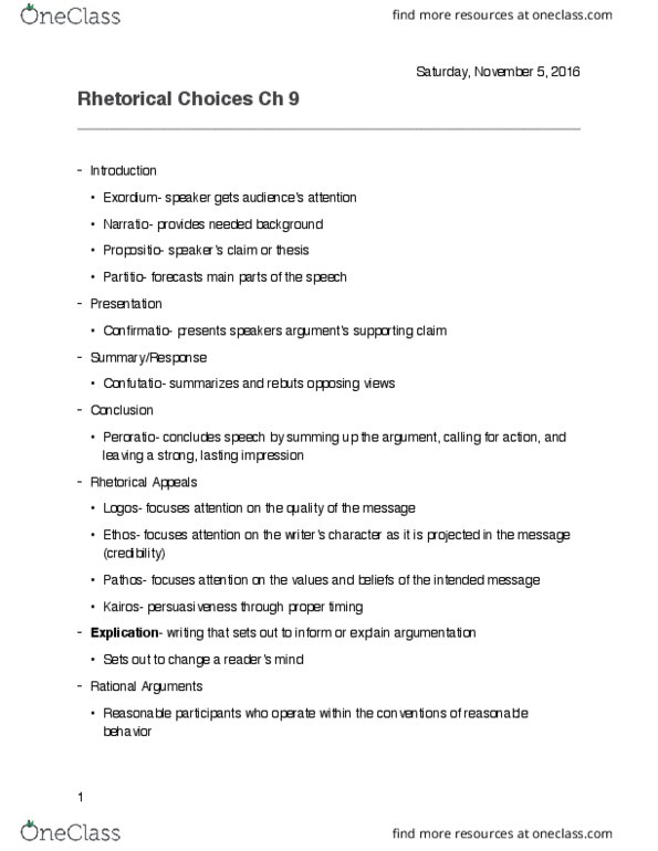 ENGL 101 Chapter Notes - Chapter 9: Thesis Statement, Pathos thumbnail